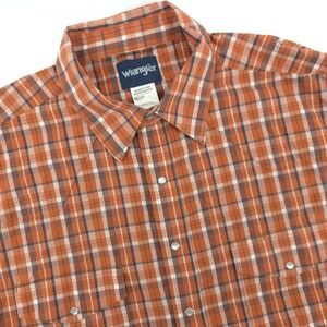 Wrangler Mens 2XLT Plaid Multicolor Western Shirt Long Sleeve‎ Pearl Snap Cowboy
